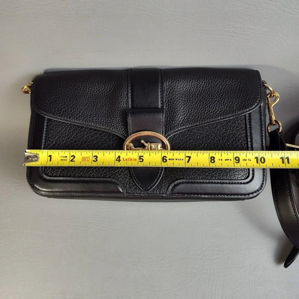 Coach Georgie Crossbody Bag Pebbled Leather Black Gold Hardware